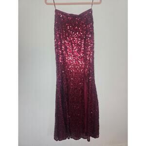 Red sequins high waist maxi skirt by Maniju